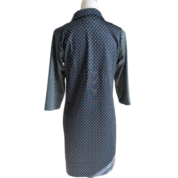 Gretchen Scott Navy Diamond Print Shift Dress Medium Designer - Picture 5 of 14